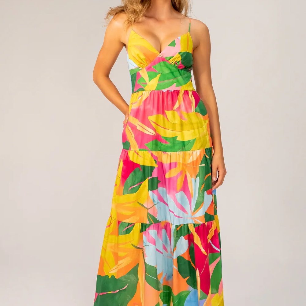 Tropical Multicolor Kamila Maxi Dress | NWT | Lavender Brown